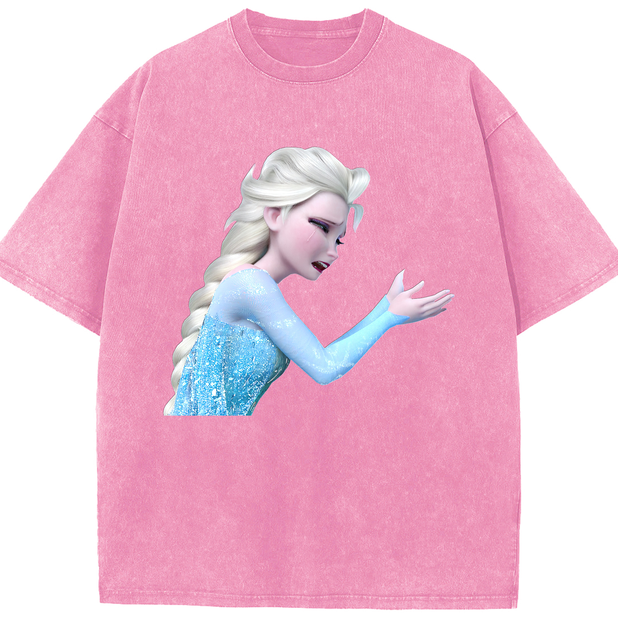 （画像用） アナと雪の女王 アンナ エルサ Frozen Anna Elsa 綿100% ヴィンテージ風 半袖Tシャツ（フロントプリント）